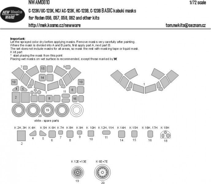 1:72 C-123K/UC-123K, NC/AC-123K, HC-123B, C-123B BASIC kabuki masks