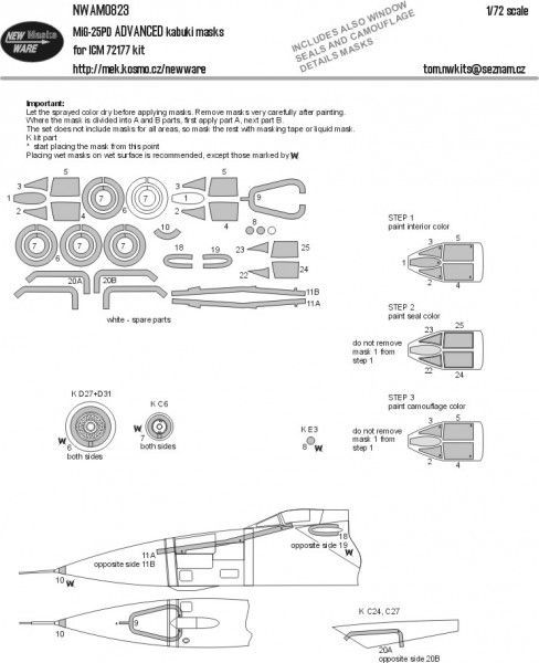 1:72 MiG-25PD ADVANCED kabuki masks