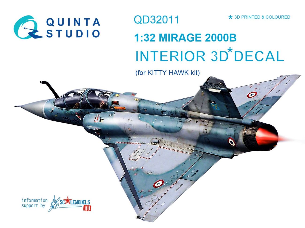 1:32 Mirage 2000B 3D-Printed & coloured Interior on decal paper (for Kitty Hawk kit)