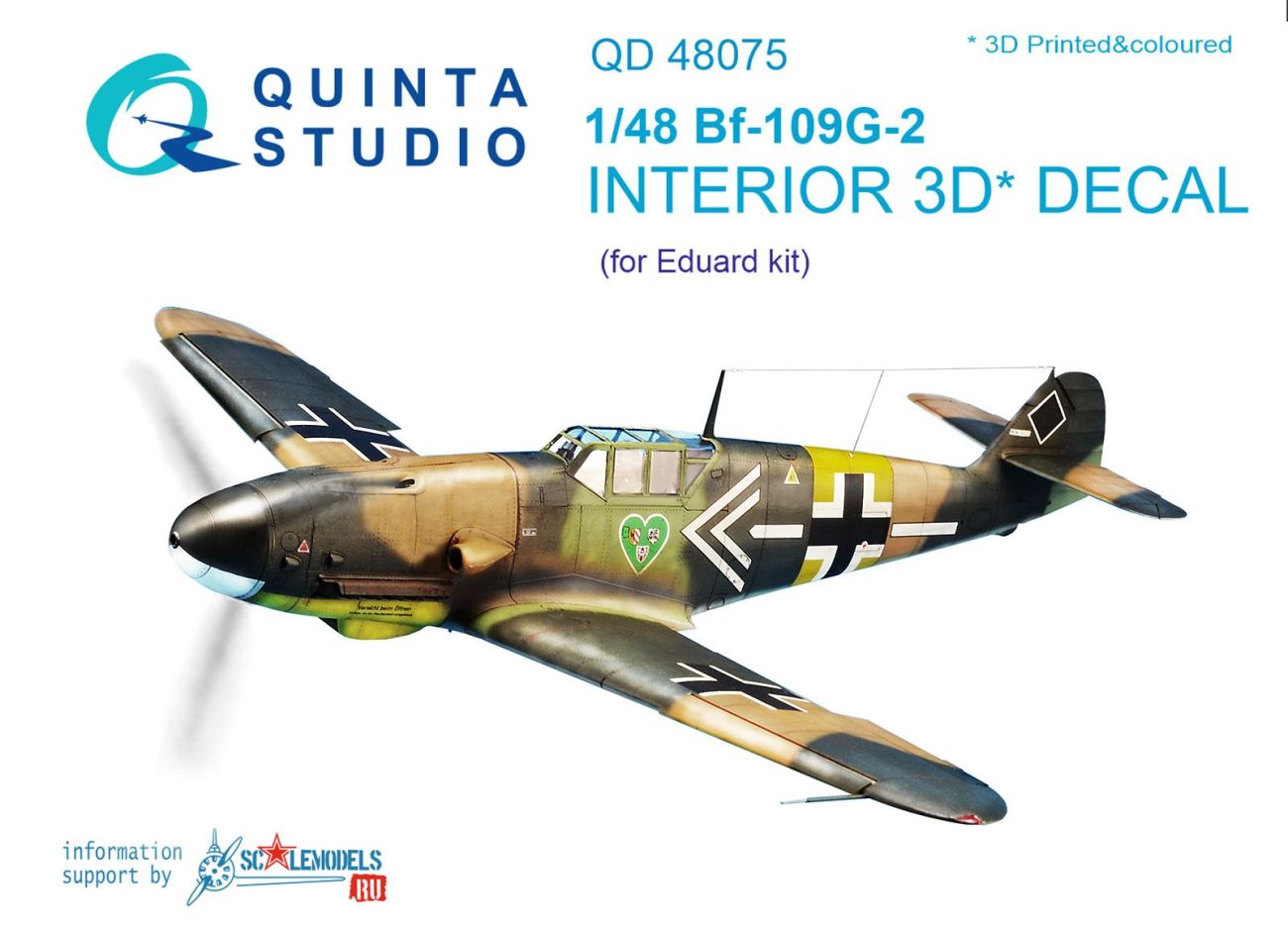 1:48 Bf-109G-2 3D-Printed & coloured Interior on decal paper (for Eduard kit)