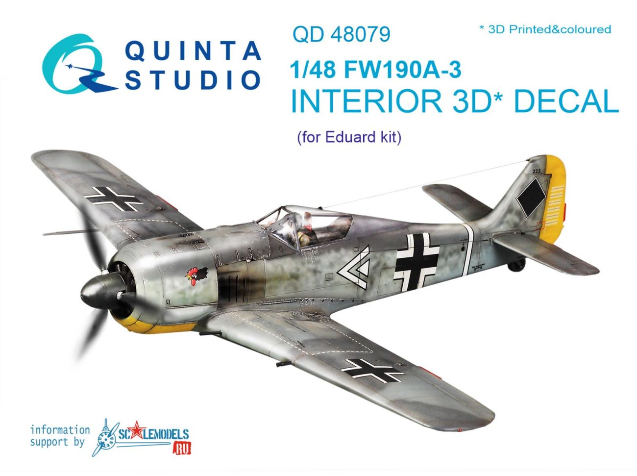 1:48 FW 190A-3 3D-Printed & coloured Interior on decal paper (for Eduard kit)