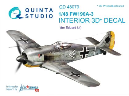 1:48 FW 190A-3 3D-Printed & coloured Interior on decal paper (for Eduard kit)
