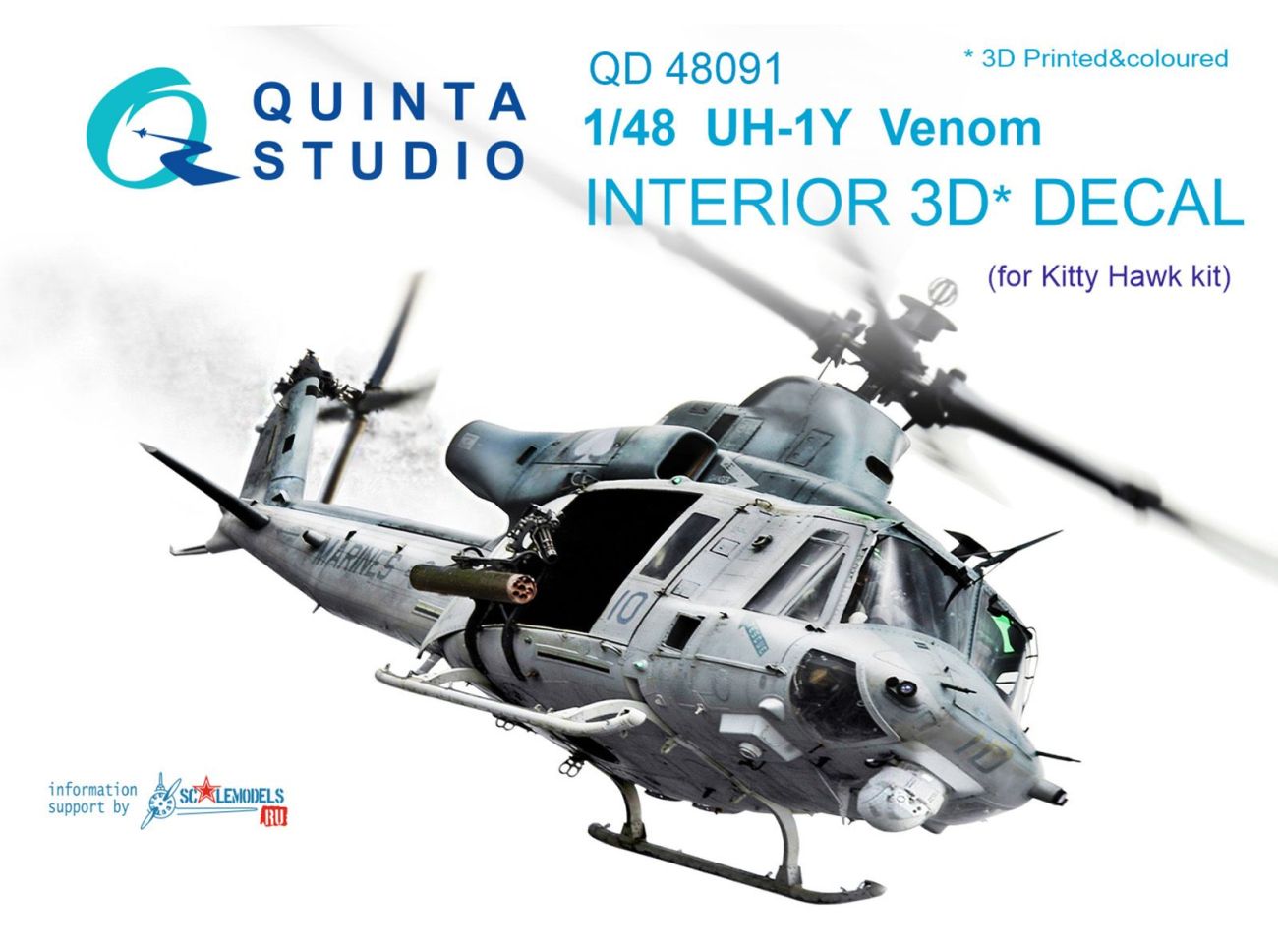 1:48 UH-1Y Venom 3D-Printed & coloured Interior on decal paper (for Kitty Hawk kit)