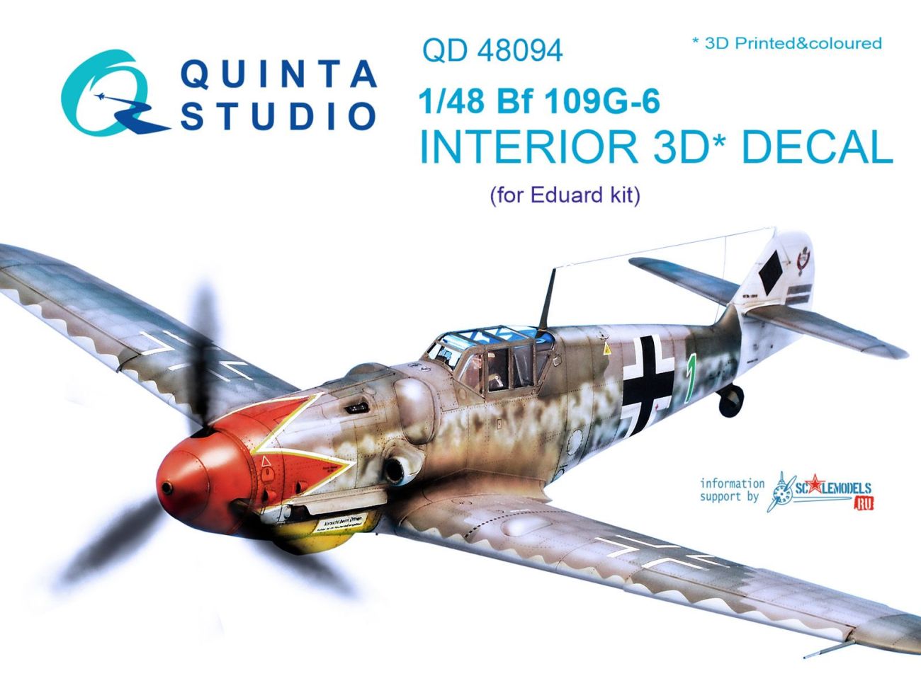 1:48 Bf 109G-6 3D-Printed & coloured Interior on decal paper (for Eduard kit)