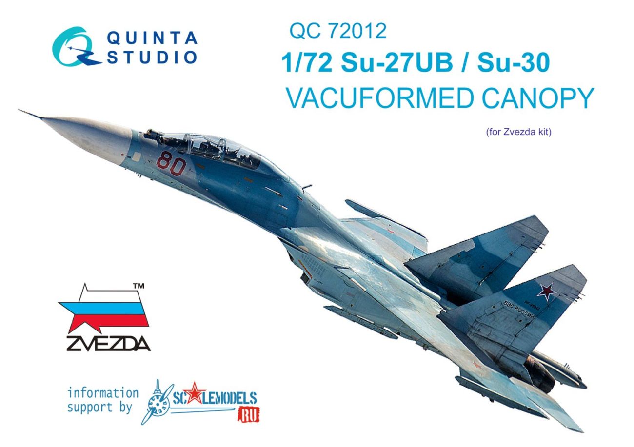 1:72 Su-27UB/Su-30 vacuformed clear canopy(for Zvezda kit)