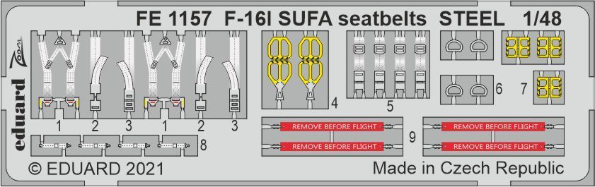 1:48 General-Dynamics F-16I SUFA seatbelts STEEL
