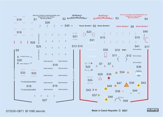 1:72 Messerschmitt Bf-109E stencils