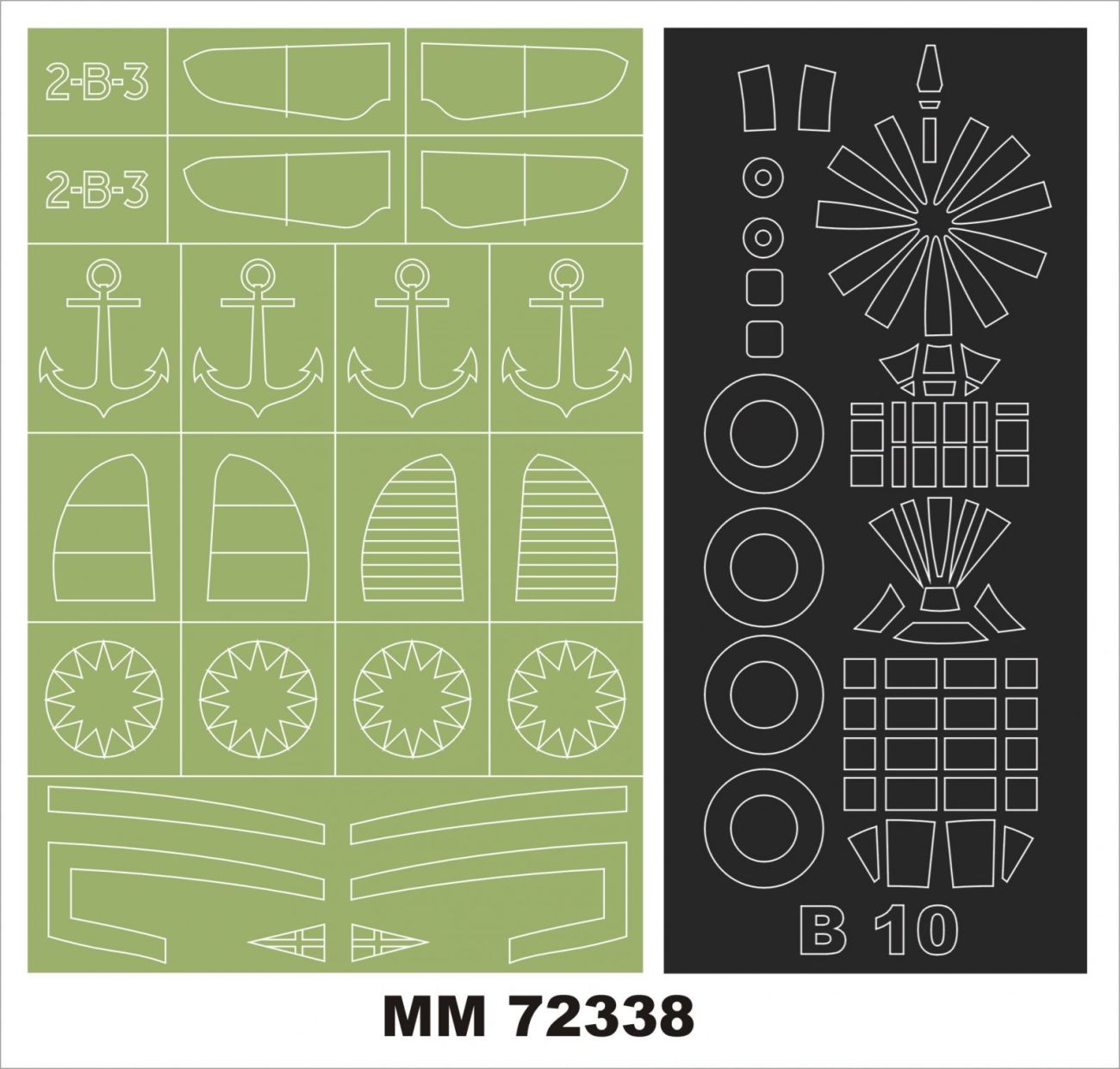 1:72 Martin B-10 1 canopy masks Argentine Navy (outside) + 1 insignia masks