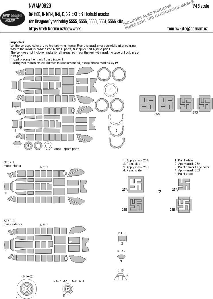 1:48 Bf-110D, D-1/R-1, D-3, E, E-2 EXPERT kabuki masks
