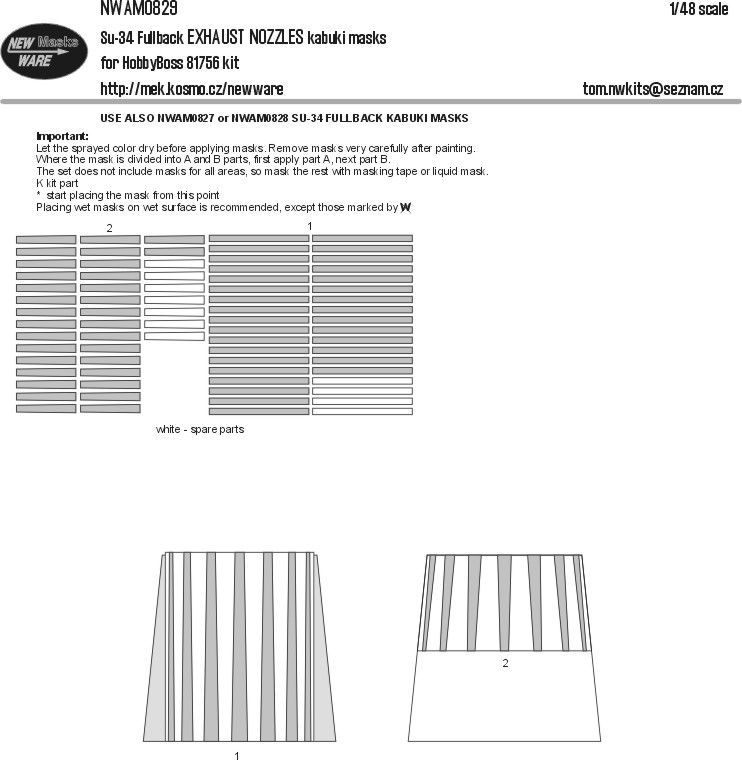 1:48 Su-34 Fullback EXHAUST NOZZLES kabuki masks