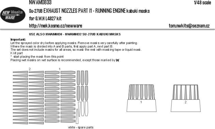 1:48 Su-27UB EXHAUST NOZZLES PART I1 V- RUNNING ENGINE kabuki masks