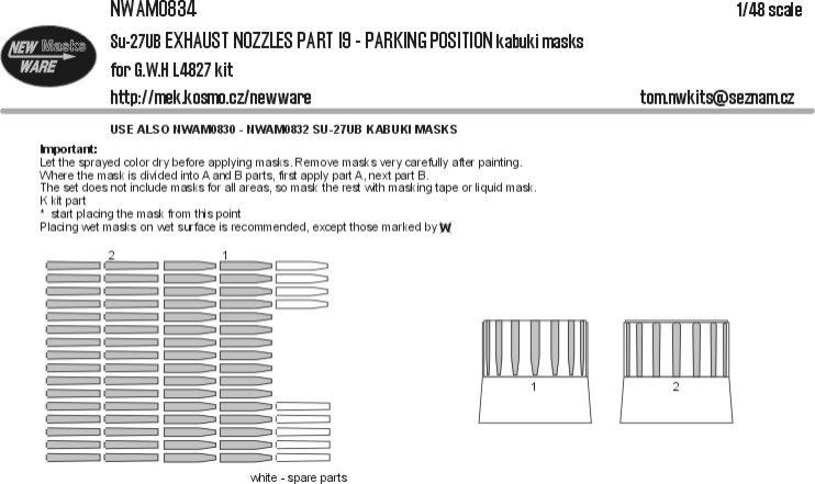 1:48 Su-27UB EXHAUST NOZZLES PART I9 V- PARKING POSITION kabuki masks