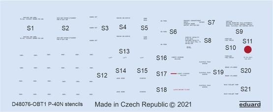 1:48 Curtiss P-40N stencils