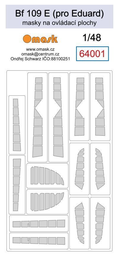 1:48 Bf 109E masky na ovládací plochy (pro Eduard)