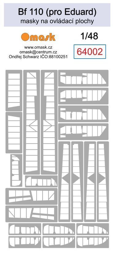 1:48 Bf 110 masky na ovládací plochy (pro Eduard)