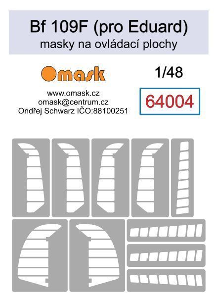 1:48 Bf 109F masky na ovládací plochy (pro Eduard)