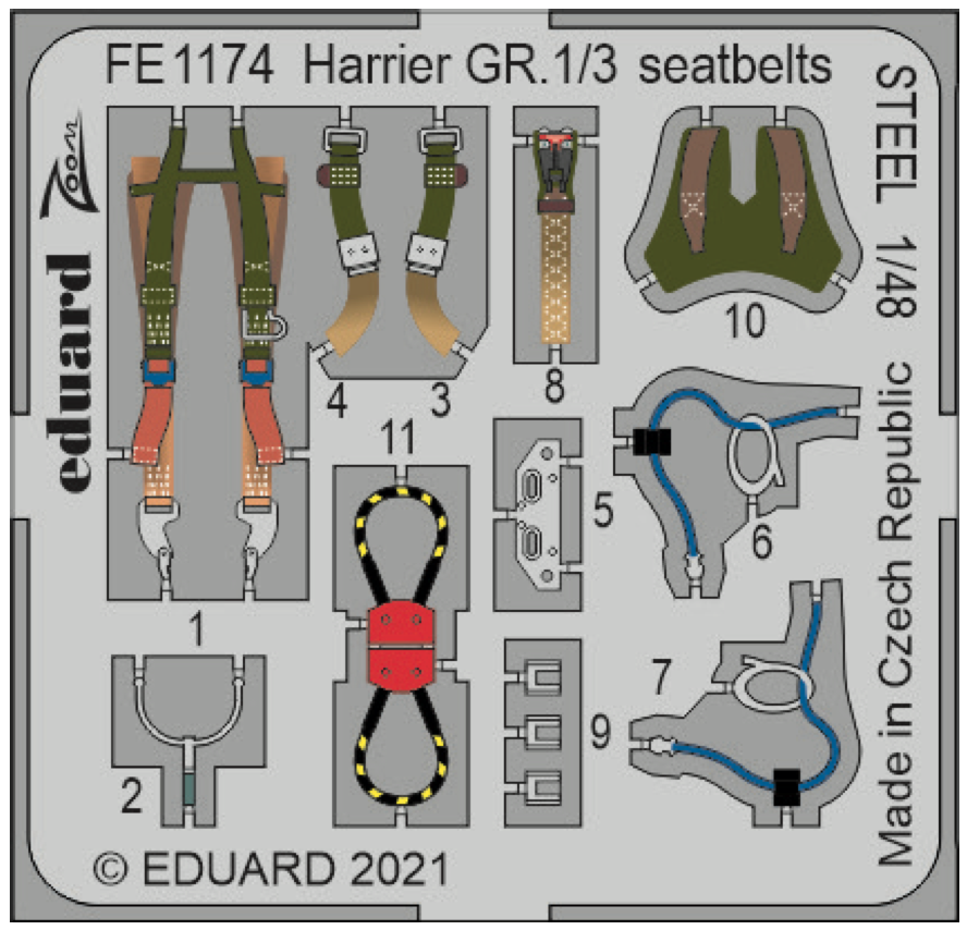 1:48 BAe Harrier GR.1/3 seatbelts STEEL