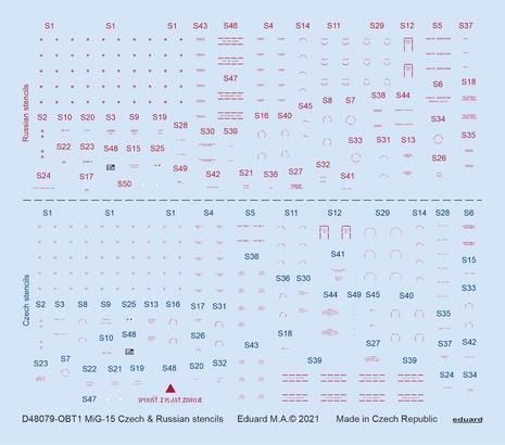 1:48 Mikoyan MiG-15 Czech & Russian stencils