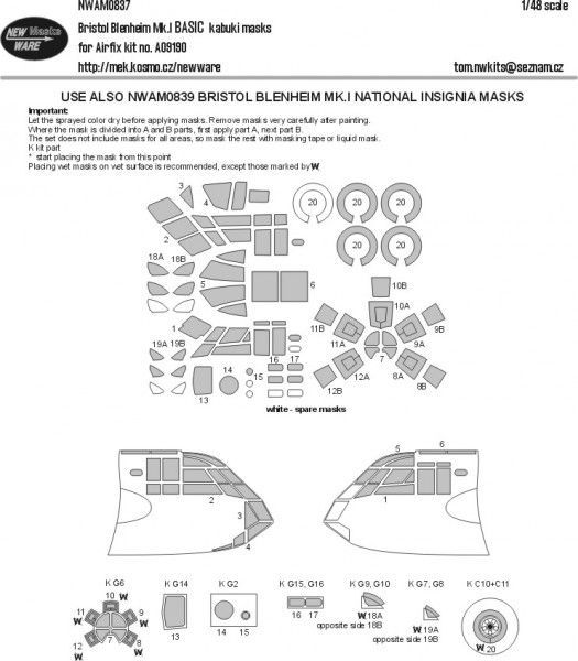 1:48 Bristol Blenheim Mk.I BASIC kabuki masks