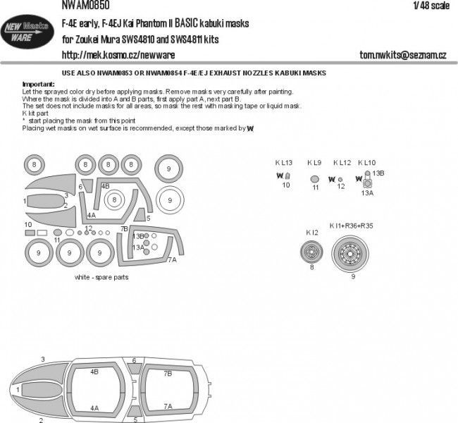 1:48 F-4E early, F-4EJ Kai Phantom II BASIC kabuki masks
