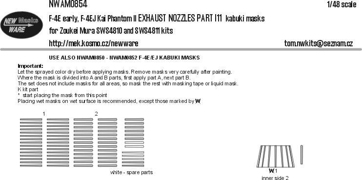 1:48 F-4E early, F-4EJ Kai Phantom II EXHAUST NOZZLES PARTS I11 kabuki masks