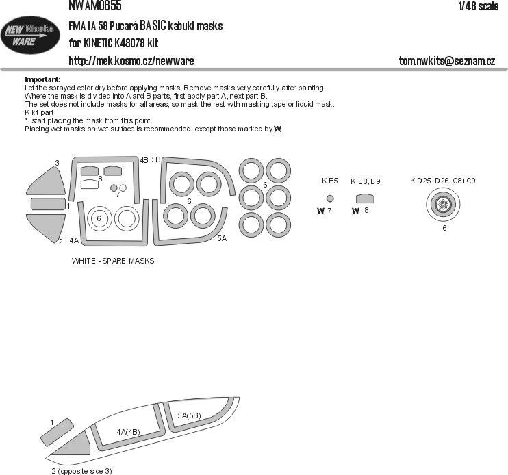 1:48 IA 58 Pucará BASIC kabuki mask for KINETIC K48078