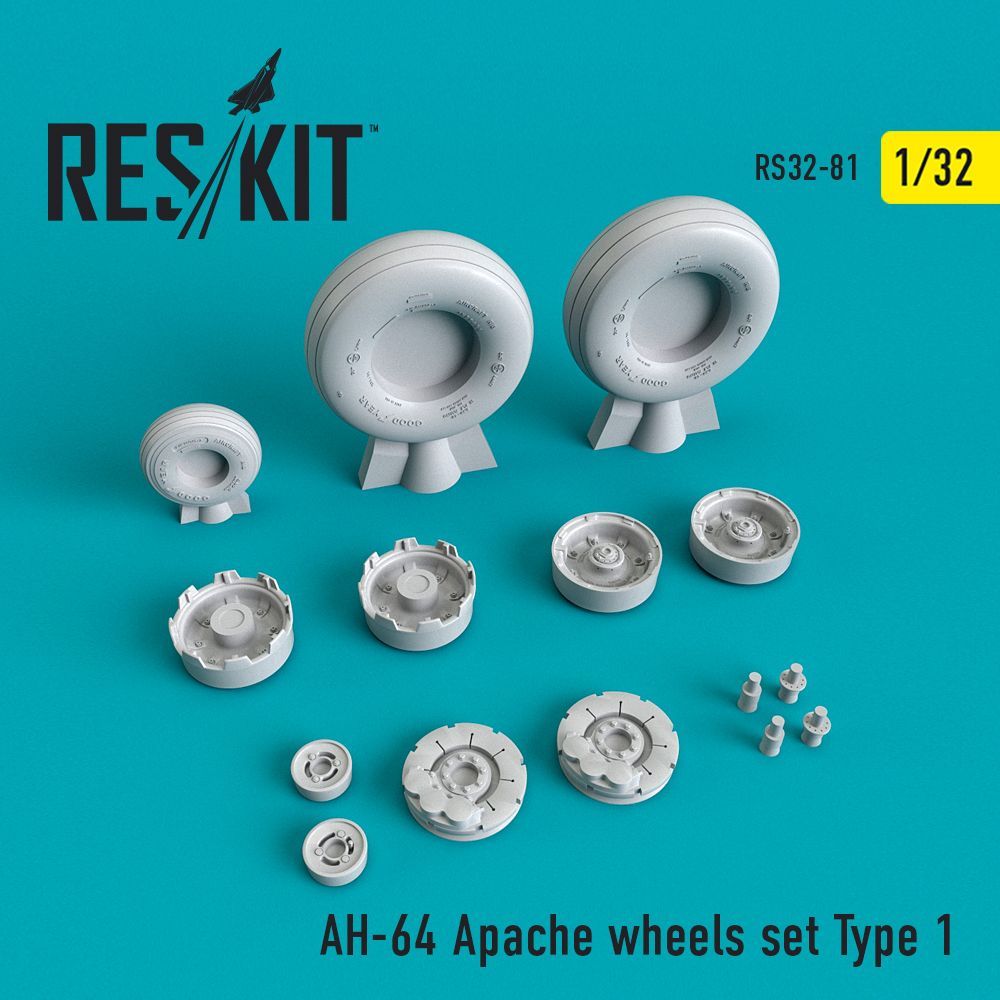 1:32 Hughes AH-64A Apache wheels set Type 1