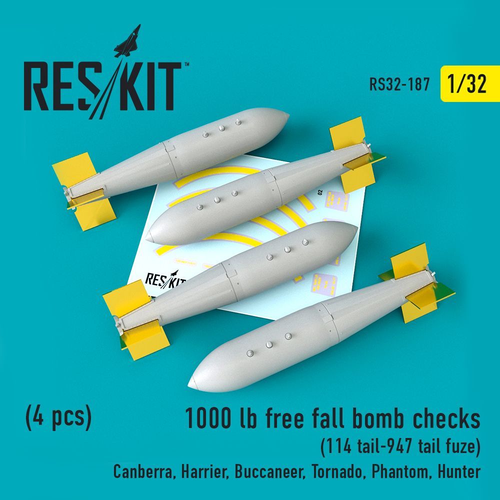 1:32 1000 lb free fall bomb checks (4PCS)