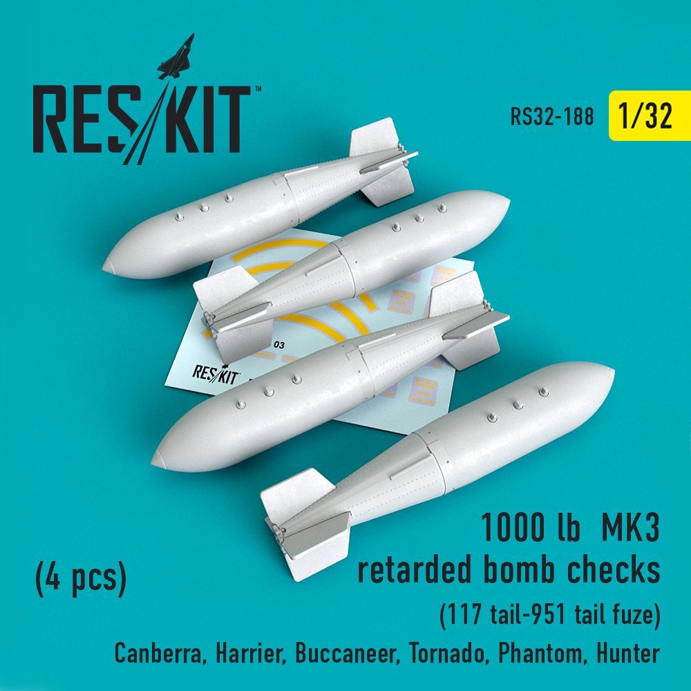 1:32 1000 lb MK3 retarded bomb checks (4PCS)