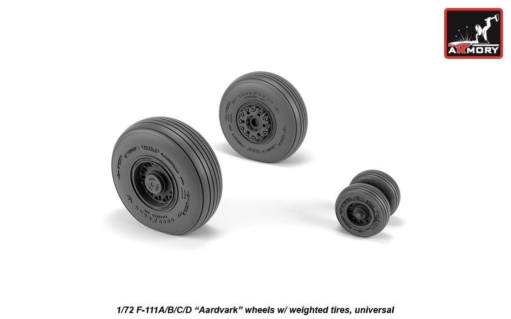 1:72 F-111 Aardvark early type wheels w/ weighted tires