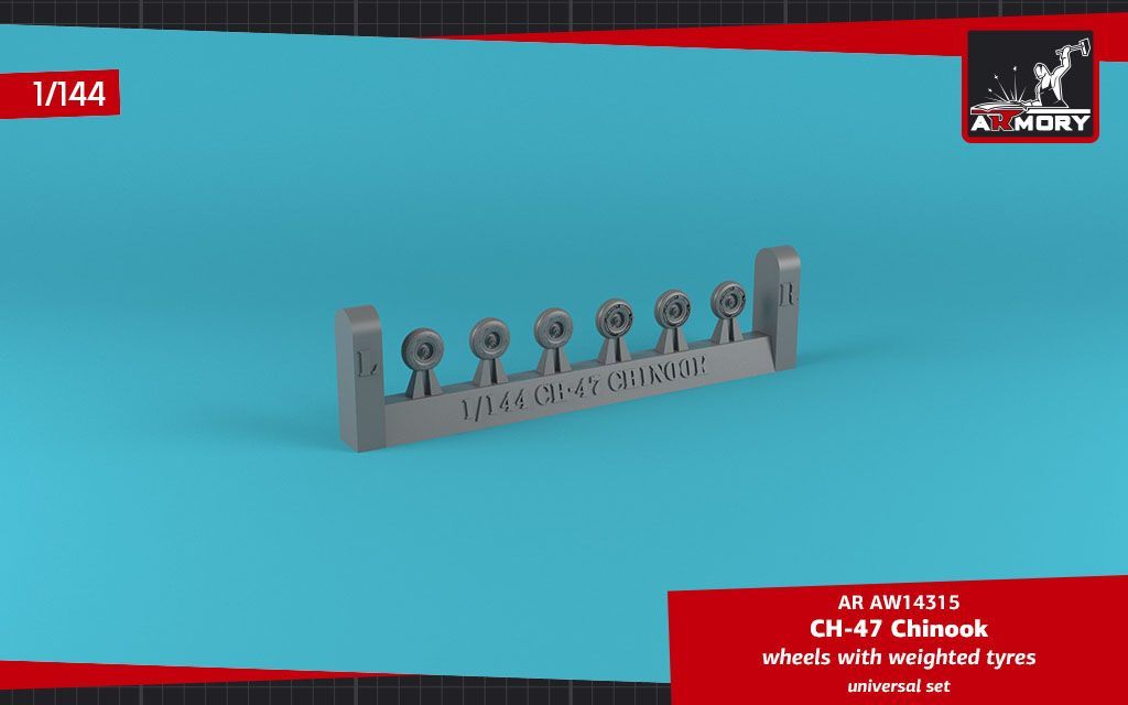 1:144 CH-47 Chinook wheels w/ weighted tires