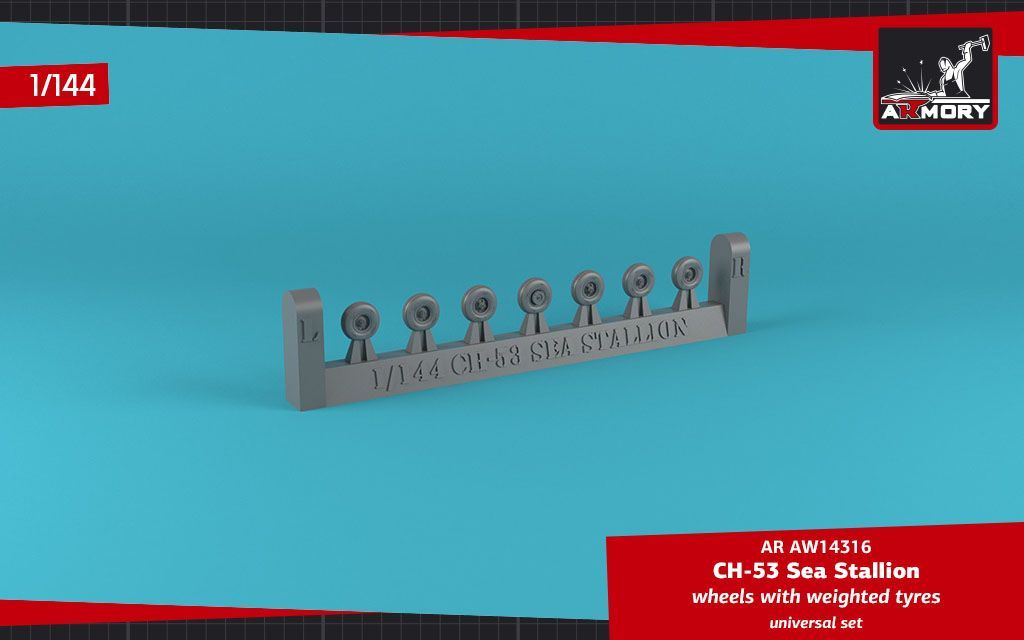 1:144 CH-53 Sea Stallion wheels w/ weighted tires