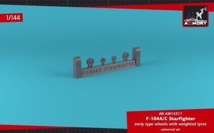 1:144 F-104A/C Starfighter wheels, w/ optional nose wheels, weighted