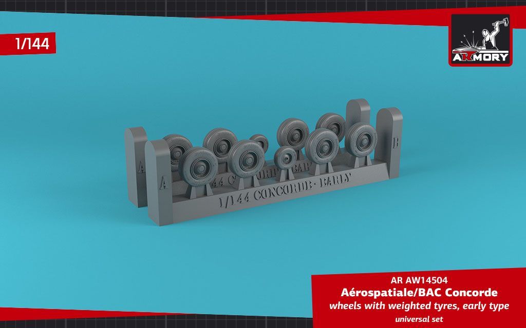 1:144 Concorde wheels w/ weighted tires, early