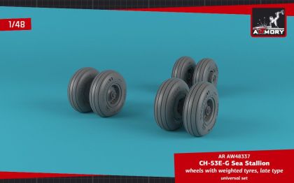 1:48 CH-53 Sea Stallion wheels w/ weighted tires, late