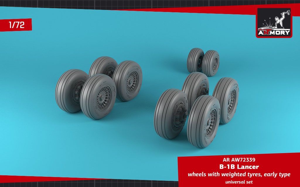 1:72 B-1B Lancer wheels w/ weighted tires, early