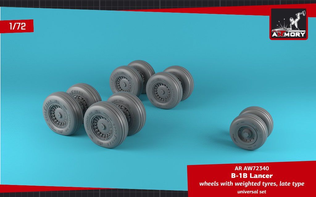 1:72 B-1B Lancer wheels w/ weighted tires, late