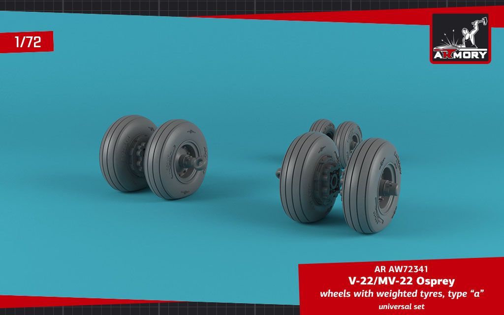 1:72 OV-22 Osprey wheels w/ weighted tires type 