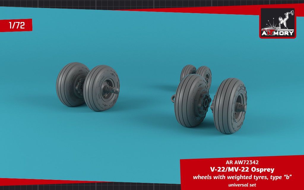 1:72 OV-22 Osprey wheels w/ weighted tires type 