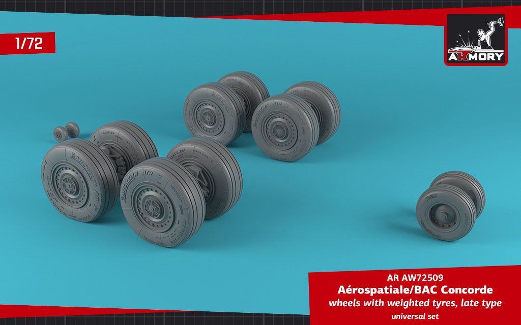 1:72 Concorde wheels w/ weighted tires, late