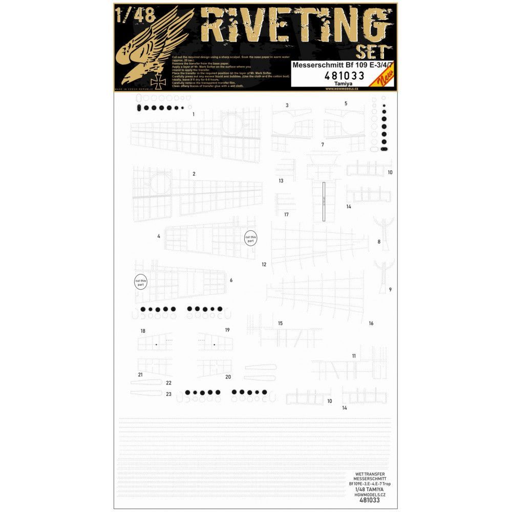 1:48 MESSERSCHMITT BF109 E-3 /4 /7 / TROP - NÝTOVACÍ SADA