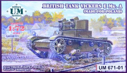 1:72 British Tank Vickers E Mk.A w/ plastic tracks