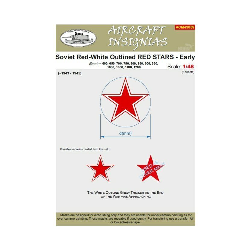 1:48 Soviet Red-White Outlined Red Stars - Early