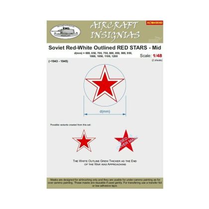1:48 Soviet Red-White Outlined Red Stars - Mid