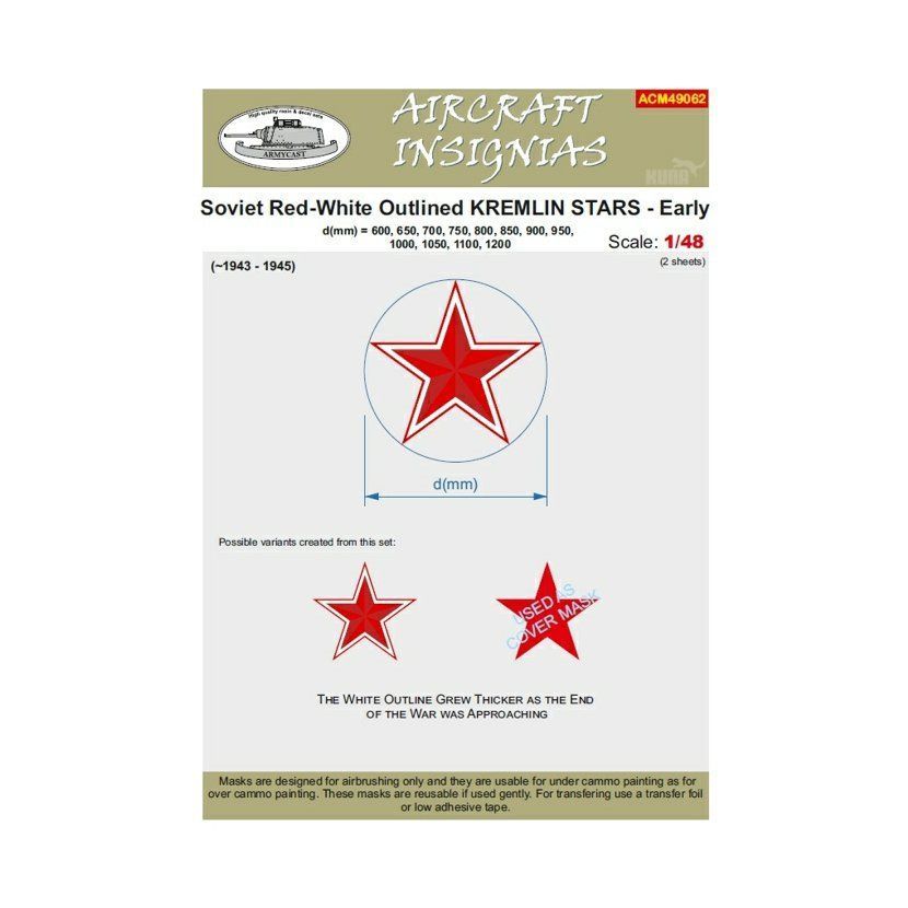 1:48 Soviet Red-White Outlined Kremlins Stars - Early