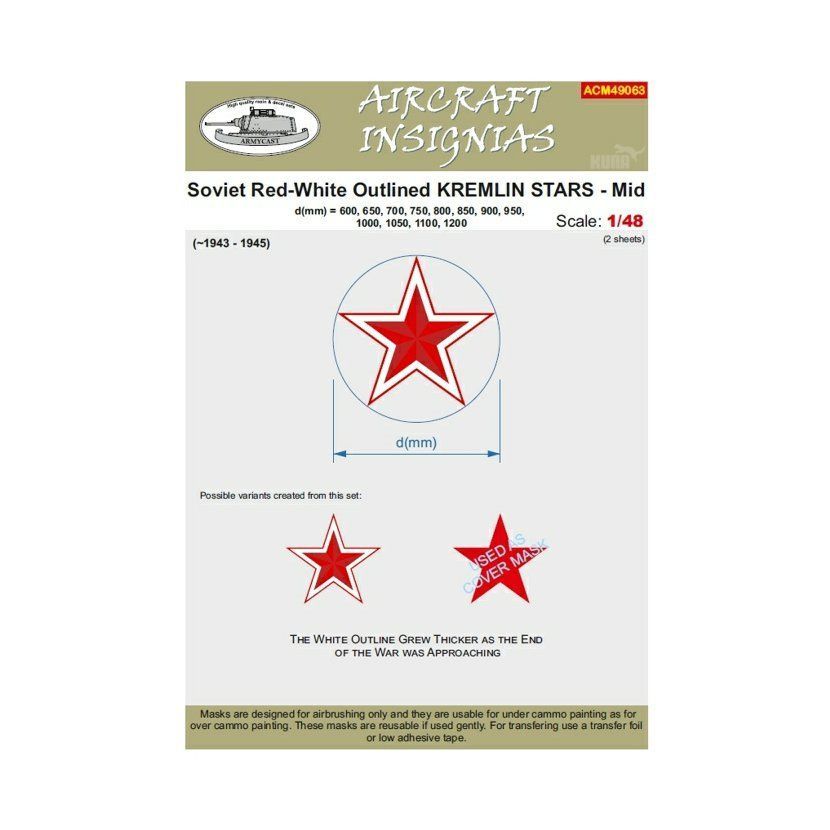 1:48 Soviet Red-White Outlined Kremlins Stars - Mid