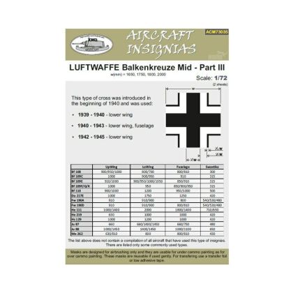 1:72 Luftwaffe Balkenkreuze Mid - Part III
