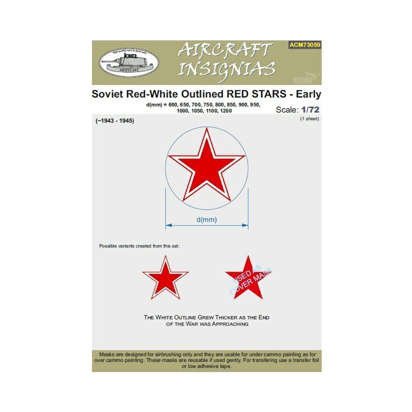 1:72 Soviet Red-White Outlined Red Stars - Early