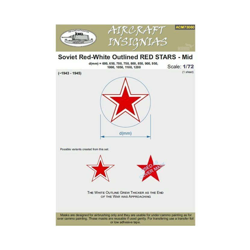 1:72 Soviet Red-White Outlined Red Stars - Mid
