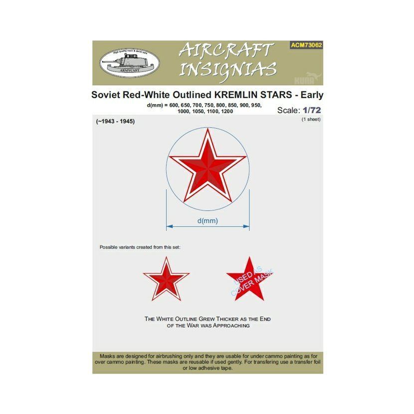 1:72 Soviet Red-White Outlined Kremlin Stars - Early